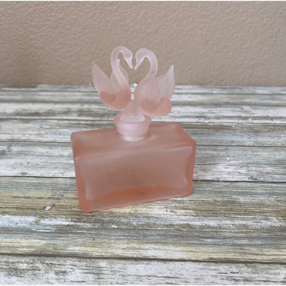 Set of 2 Frosted Pink Glass Perfume Bottles Set w/Stoppers Y2K Vanity Decor 3.5” - Picture 5 of 12